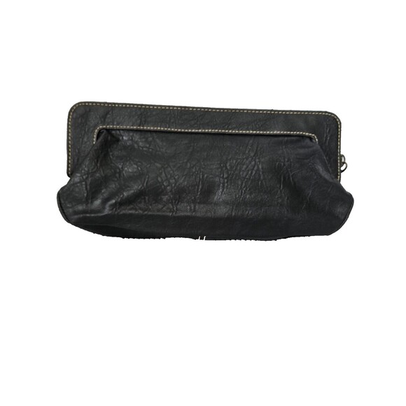 Chateau Black Leather Buckle Flap Wristlet Clutch Purse Size 11'' - Picture 2 of 6